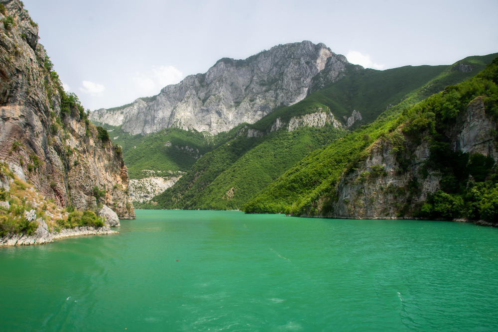Shala River Albania with crystal clear water and mountain scenery